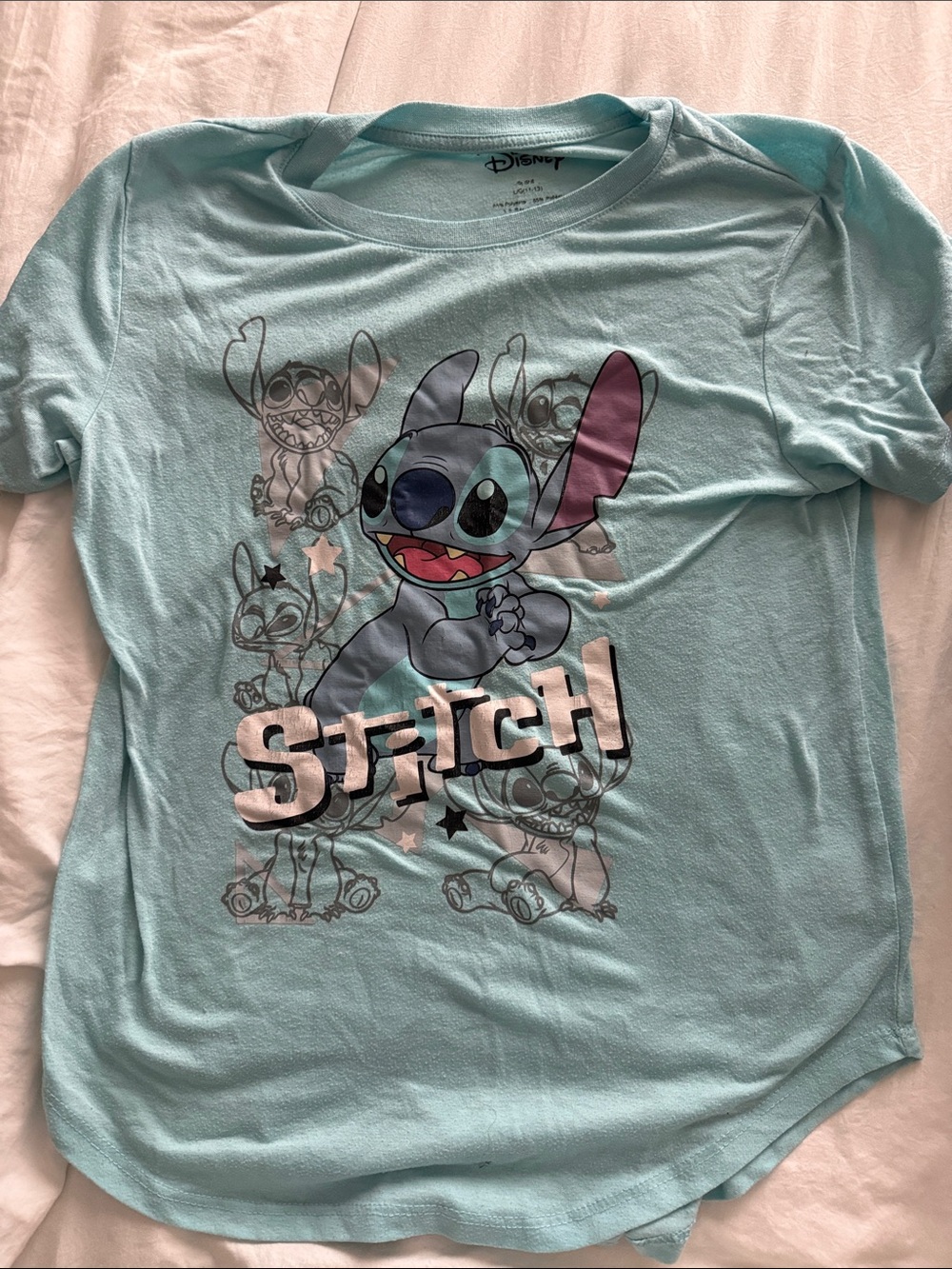Disney Light Blue Stitch Graphic Short Sleeve Tee